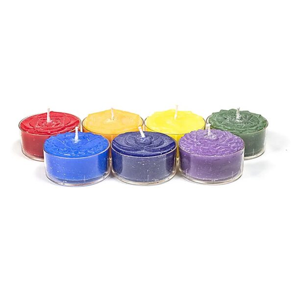 Phoenix Import Phoenix Chakra 7 gyertyából álló sztearin teagyertya készlet