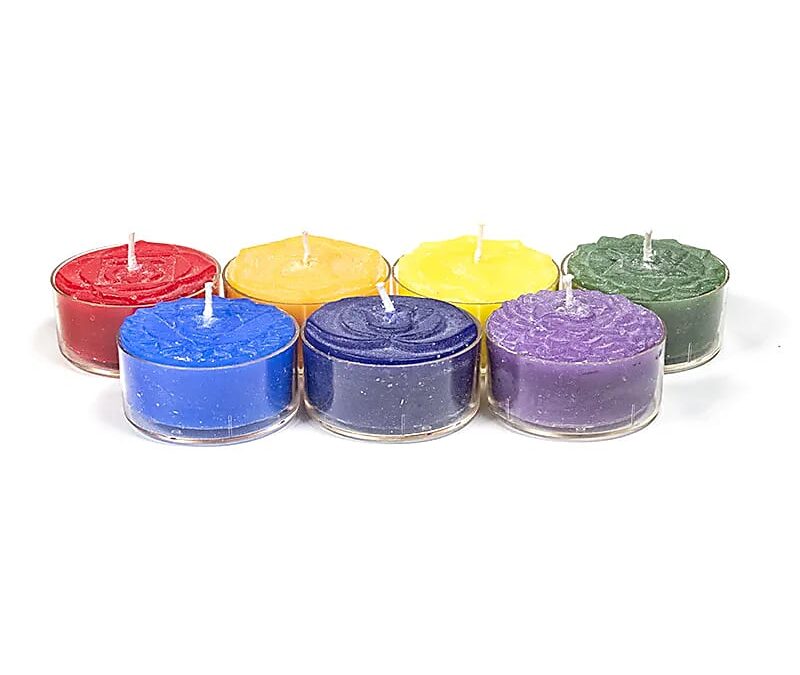 Phoenix Import Phoenix Chakra 7 gyertyából álló sztearin teagyertya készlet