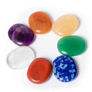 Phoenix Import Worry Stone csiszolt ovális féldrágakő készlet a nyugtatáshoz - 7 csakra 2,5 cm