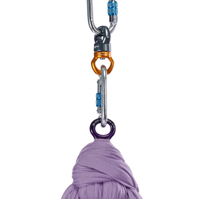 Aerialsilks Aerial Silk MAG háló és karabiner készlet Fly és Aerial jógához 12 m Szín: Levendula