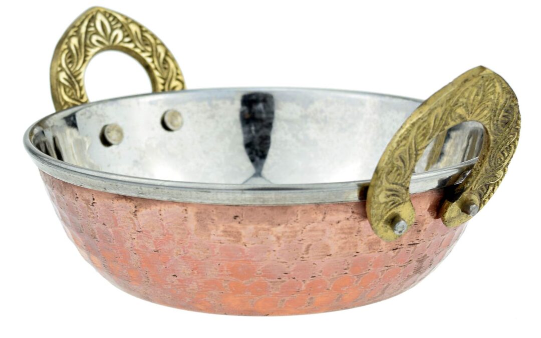 Sat Nam La Coppera Copper Kadai tál rozsdamentes acél és réz fogantyúkkal Méret: S