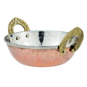 Sat Nam La Coppera Copper Kadai tál rozsdamentes acél és réz fogantyúkkal Méret: S