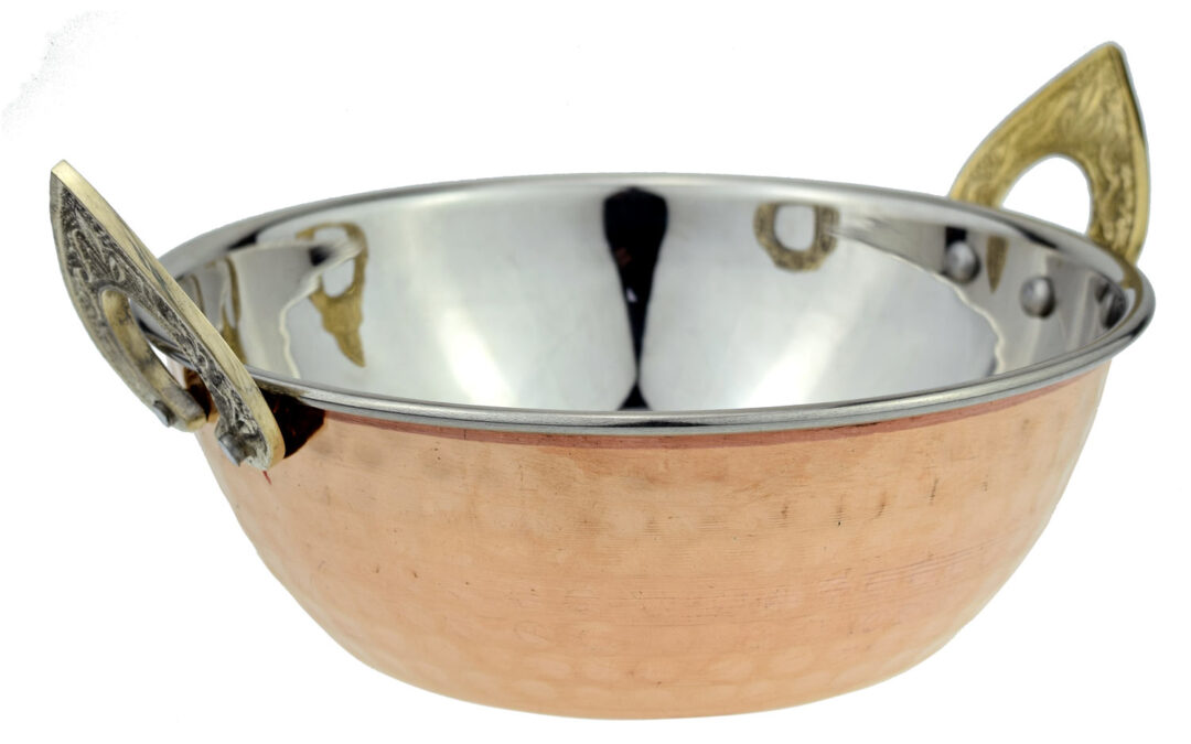 Sat Nam La Coppera Copper Kadai tál rozsdamentes acél és réz fogantyúkkal Méret: L