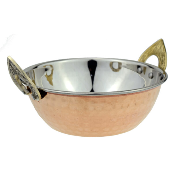 Sat Nam La Coppera Copper Kadai tál rozsdamentes acél és réz fogantyúkkal Méret: L