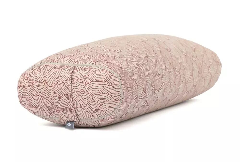 Bodhi Yoga OVAL jógahenger 72,5 x 30 x 17 cm tönkölyvel töltve Szín: Piros (hullámok)