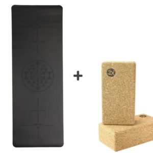 Bodhi Yoga Bodhi PHOENIX Yantra szett csúszásgátló PU jógaszőnyeg 185 x 66 cm x 4 mm + 2 db parafa blokk