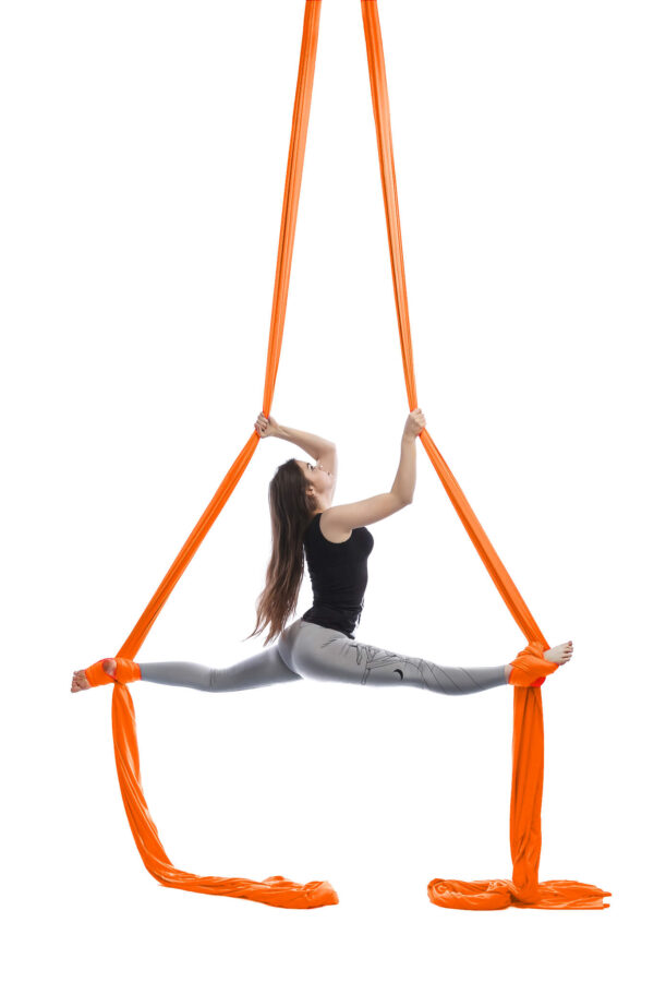 Aerialsilks Aerial Yoga JUST Perfect Set háló és karabiner szett Fly és Aerial jógához, gyermekek számára - 7 m Szín: Narancssárga