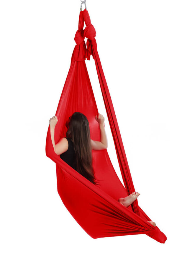 Aerialsilks Aerial Yoga JUST Perfect Set háló és karabiner szett Fly és Aerial jógához, gyermekek számára - 7 m Szín: Piros