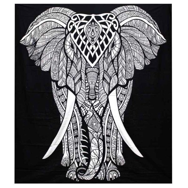 Ancient wisdom AWG Fekete-fehér ágytakaró Elefánt 230x200 cm