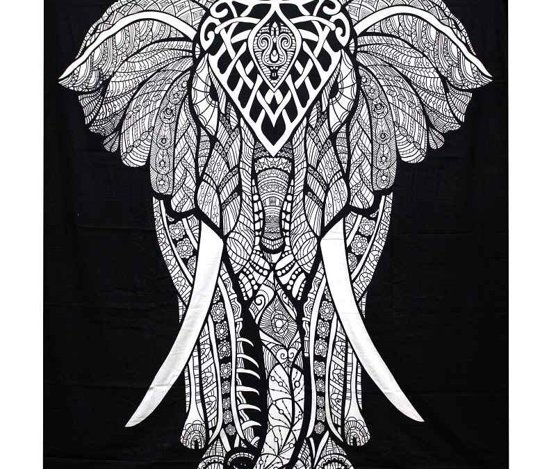 Ancient wisdom AWG Fekete-fehér ágytakaró Elefánt 230×200 cm