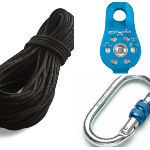 Aerialsilks Aerial Pulley Set csiga, kötél és 2 karabiner Hossz: 13 m