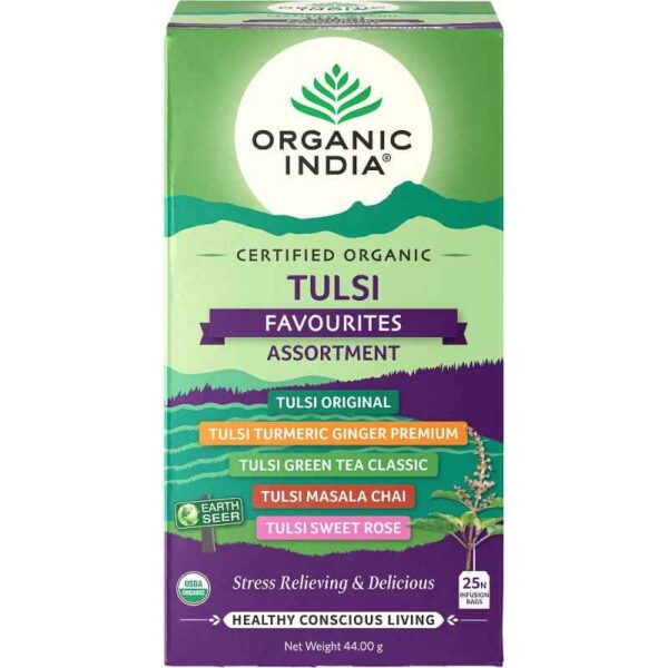 Organic India Tulsi Favourites Assortment filteres tea 25 tasak (25 x 1,8 g)