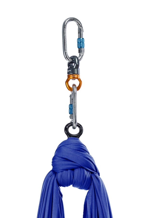 Aerialsilks Aerial Silk MAG selyem és karabiner készlet Fly és Aerial jógához 10 m Szín: Sötétkék