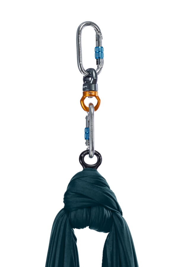 Aerialsilks Aerial Silk MAG selyem és karabiner készlet Fly és Aerial jógához 10 m Szín: Zöld smaragd