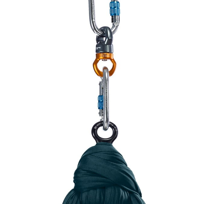 Aerialsilks Aerial Silk MAG selyem és karabiner készlet Fly és Aerial jógához 10 m Szín: Zöld smaragd