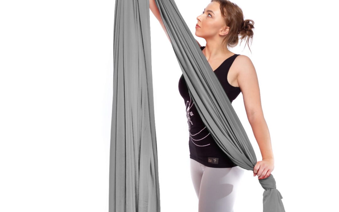 Aerialsilks Aerial Yoga Natura Yoga Hammock háló szett Fly jógához és Aerial jógához – 6 m Szín: szürke