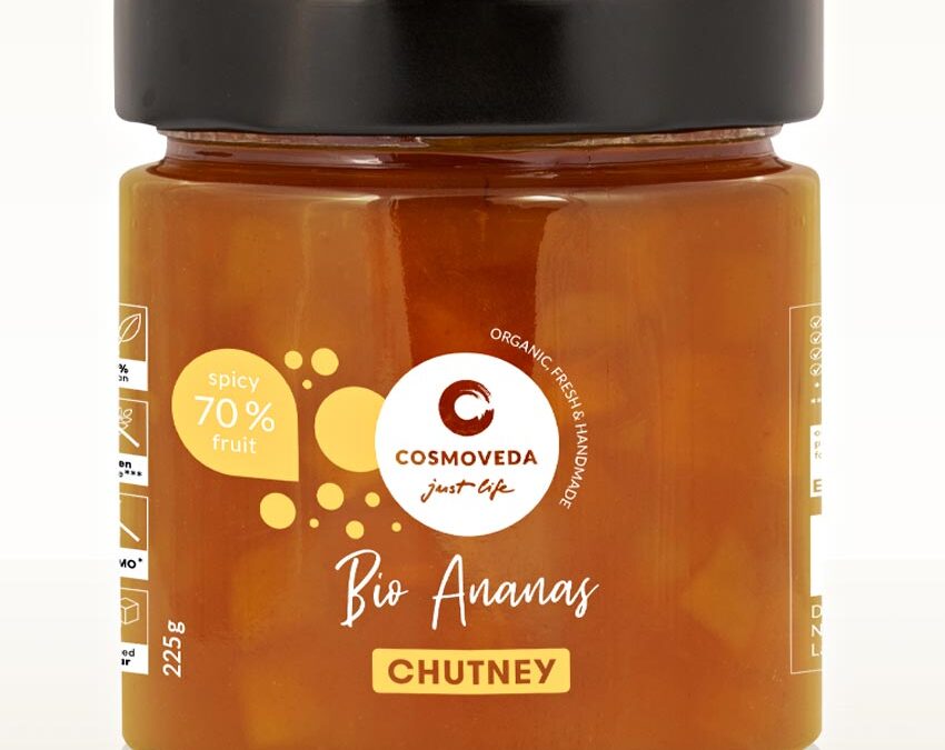 Cosmoveda Pineapple Chutney ananász csatni 225 g, BIO