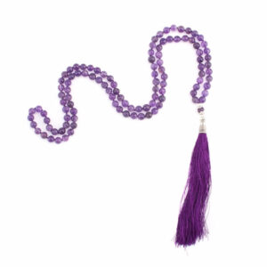 Bodhi Yoga Bodhi Mala ametiszt nyaklánc lila bojttal, 108 gyöngy