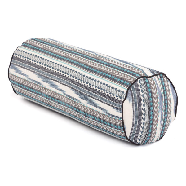 Bodhi Yoga Bodhi Bolster ETHNO kollekció, tönköly béléssel, 100% pamut 65 x 23 cm Szín: Fekete - fehér - kék