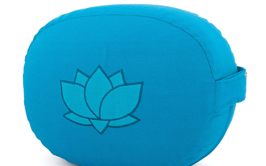 Bodhi Yoga Bodhi meditációs párna ovális lótuszvirággal, organikus pamutból, 29 x 15 cm Farba: Tyrkysová