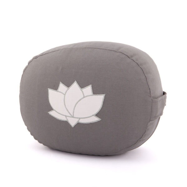 Bodhi Yoga Bodhi meditációs párna ovális lótuszvirággal, organikus pamutból, 29 x 15 cm Farba: Sivá