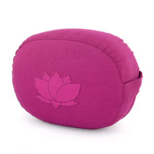 Bodhi Yoga Bodhi meditációs párna ovális lótuszvirággal, organikus pamutból, 29 x 15 cm Farba: Baklažánová