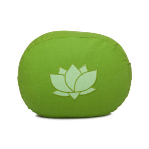 Bodhi Yoga Bodhi meditációs párna ovális lótuszvirággal, organikus pamutból, 29 x 15 cm Farba: Zelená