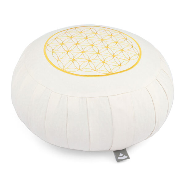 Bodhi Yoga Bodhi meditációs párna ZAFU ECO Az élet virága mintával, tönköly 36 x 17cm Szín: fehér