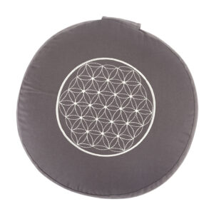 Bodhi Yoga Bodhi meditációs párna RONDO ECO Az élet virága mintával, tönköly töltelékkel 32,5 cm Szín: szürke