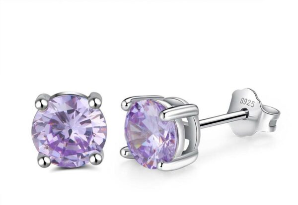 Tachyon Technologies Tachyon ezüst cirkon fülbevaló Sterling Silver AG925, különböző színekben 5 mm Szín: lila