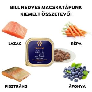 Bill nedves macskaeledel lazaccal, pisztránggal és áfonyával – 100 g - 32-es pack
