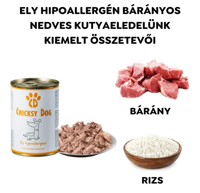 Ely Hipoallergén bárányos nedves kutyaeledel (búza-glutén és csirkehús mentes recept) – 400 g – 6-os pack