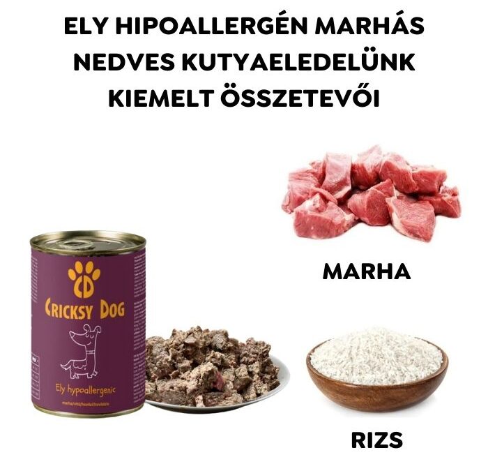 Ely Hipoallergén marhás nedves kutyaeledel (búza-glutén és csirkehús mentes recept) – 400 g