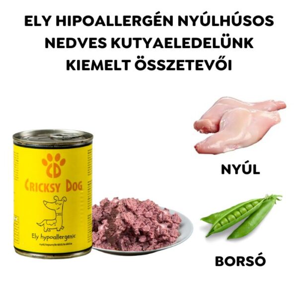Ely Hipoallergén nyulas nedves kutyaeledel (búza-glutén és csirkehús mentes recept) – 400 g - IDEIGLENESEN ELFOGYOTT - 12-es pack