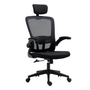 Ergonomikus irodai szék deréktámasszal, fejtámlával, fekete