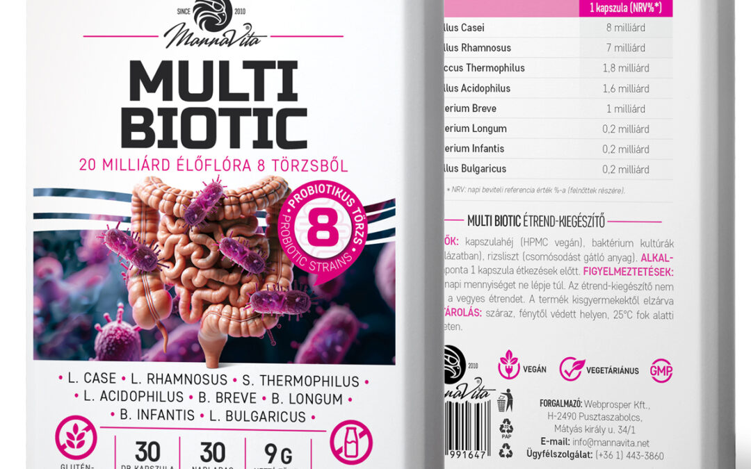 Multi Biotic probiotikum, 20 milliárd baktérium 8 törzsből, 30db