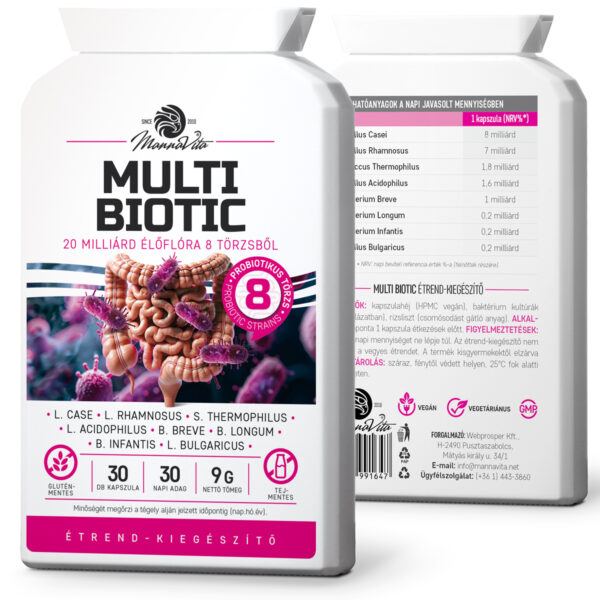 Multi Biotic probiotikum, 20 milliárd baktérium 8 törzsből, 30db (3 db)