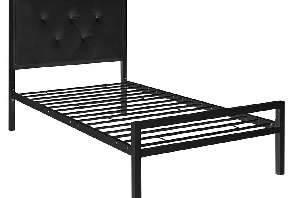 Hanna fém ágykeret ajándék ágyráccsal, több méretben és színben-Fekete 90×200 cm-es-fekete