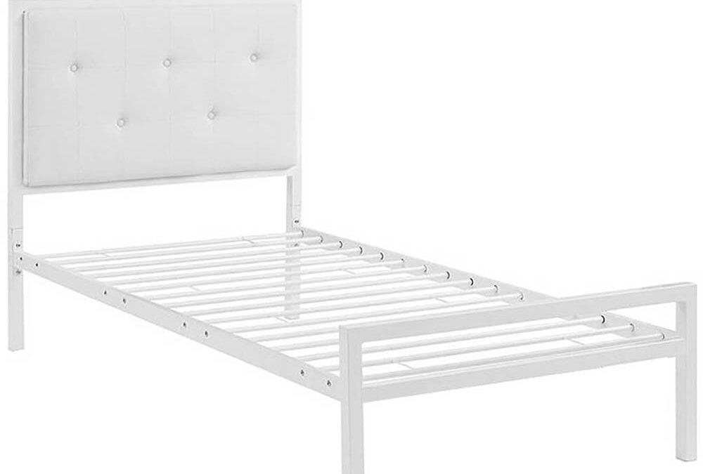Hanna fém ágykeret ajándék ágyráccsal, több méretben és színben-Fehér 90×200 cm-es-fehér