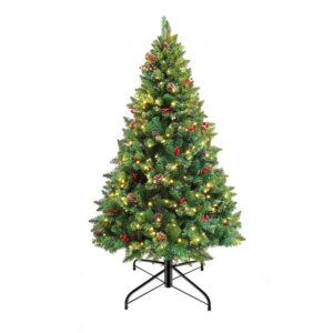 LED-es műfenyő több típusban, melegfehér-100 LED-es, 120 cm