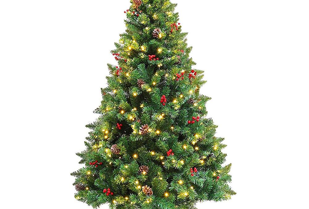 LED-es műfenyő több típusban, melegfehér-260 LED-es, 180 cm