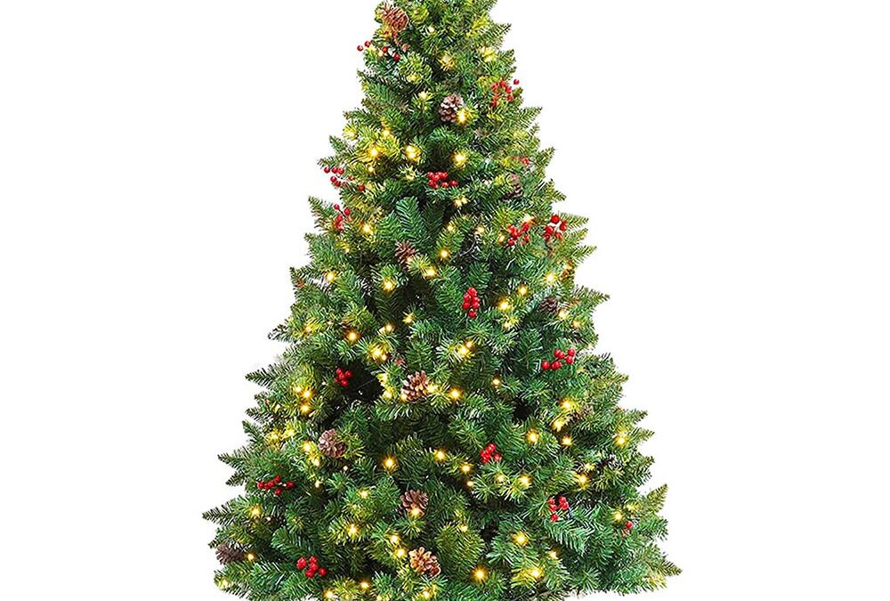 LED-es műfenyő több típusban, melegfehér-320 LED-es, 210 cm