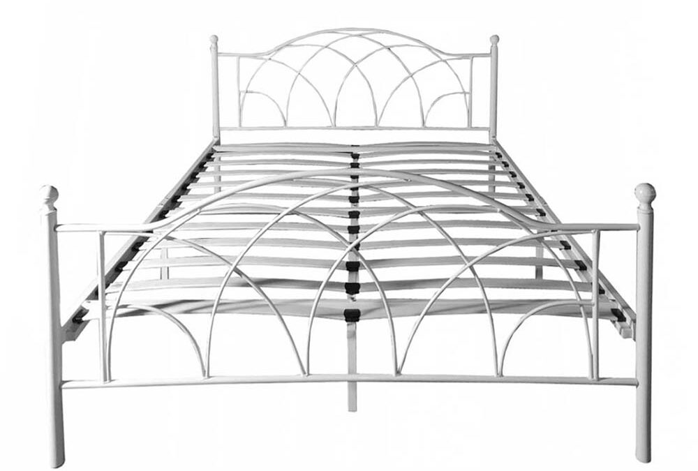Lotti fém ágykeret ajándék ágyráccsal, több méretben és színben-Fehér 160×200 cm