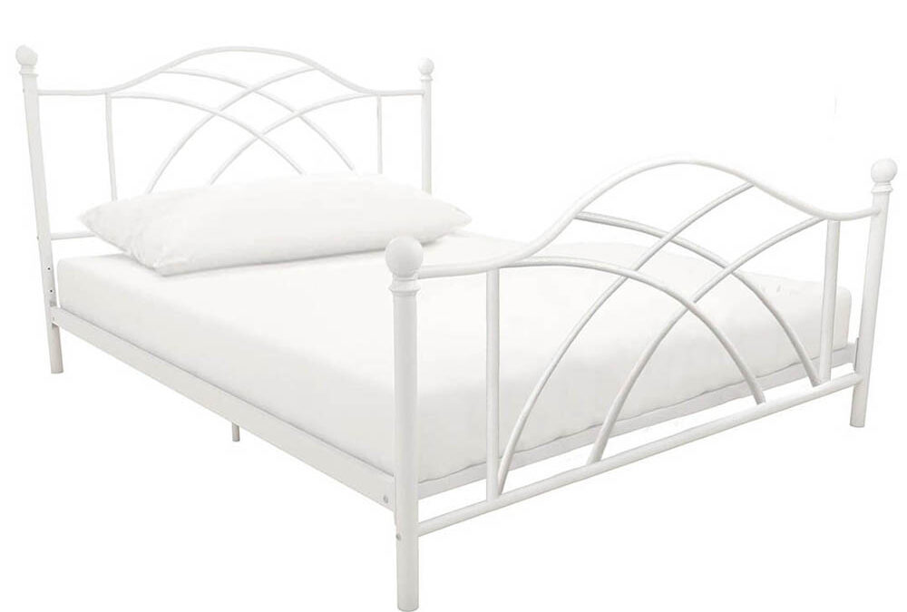 Lotti fém ágykeret ajándék ágyráccsal, több méretben és színben-Fehér 90×200 cm