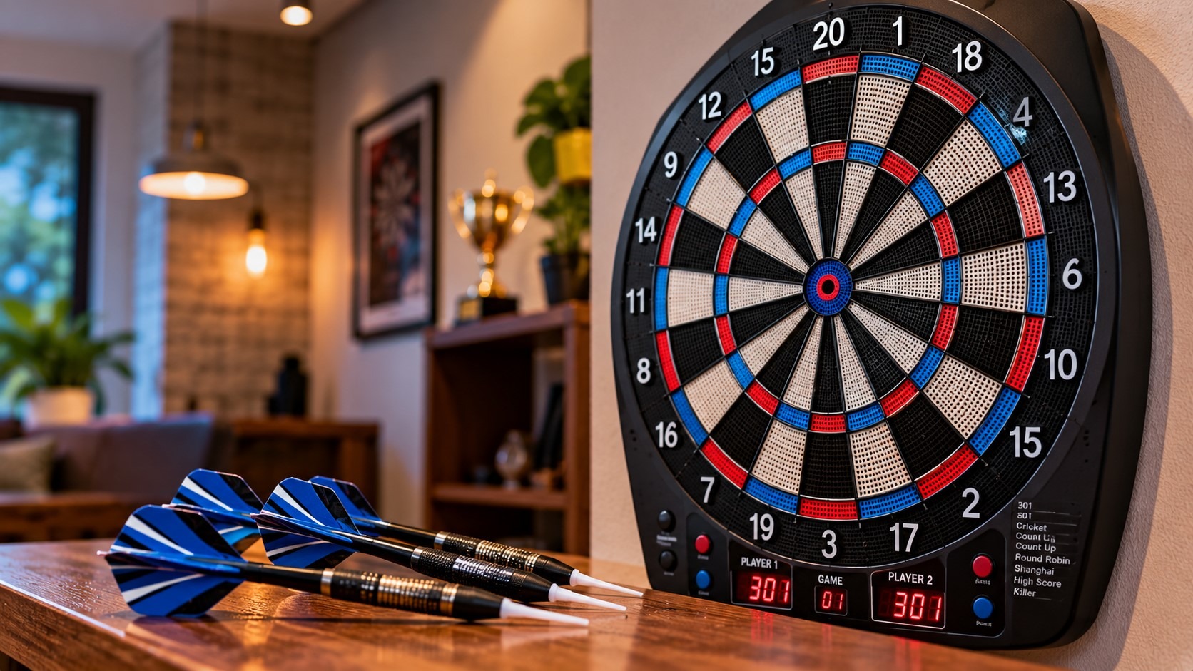 Elektronikus darts tábla – automatikus pontozás Elektronikus darts tábla műanyag hegyű nyilakkal és digitális pontszámkijelzővel