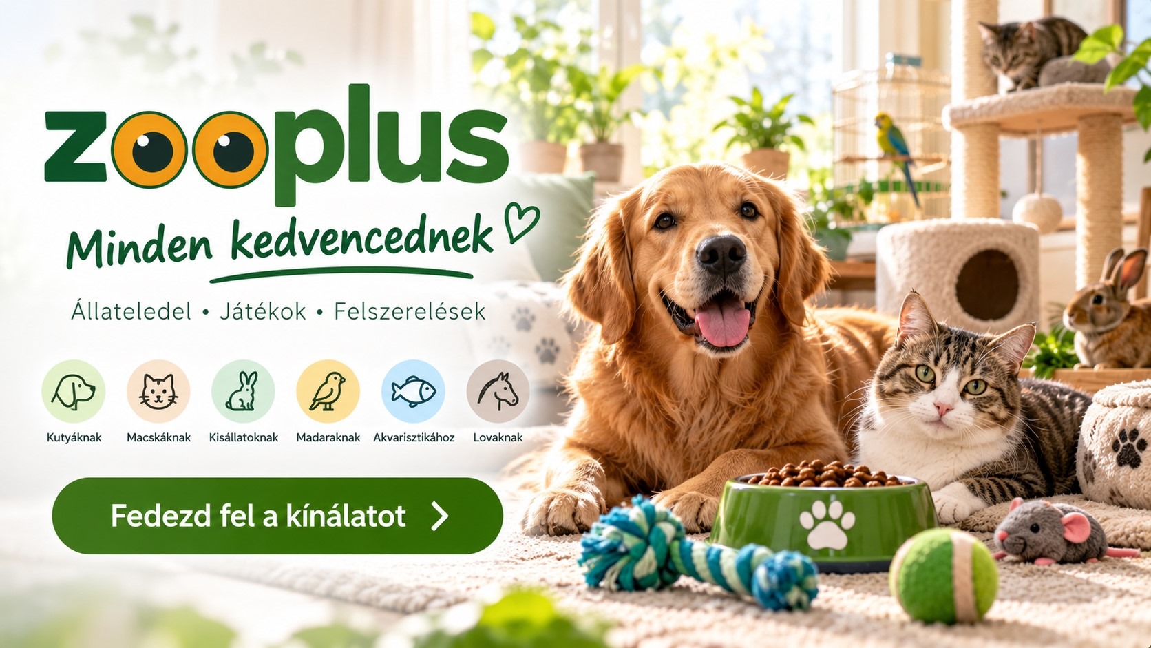 Zooplus – Állateledel és állatfelszerelés Zooplus állateledel, játékok és felszerelések kutyáknak, macskáknak és más kisállatoknak